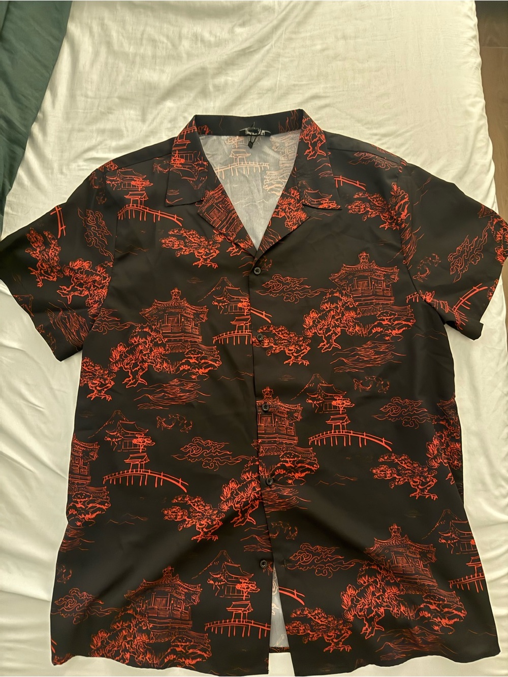 BoohooMAN Black Shirt with Red Graphic Print